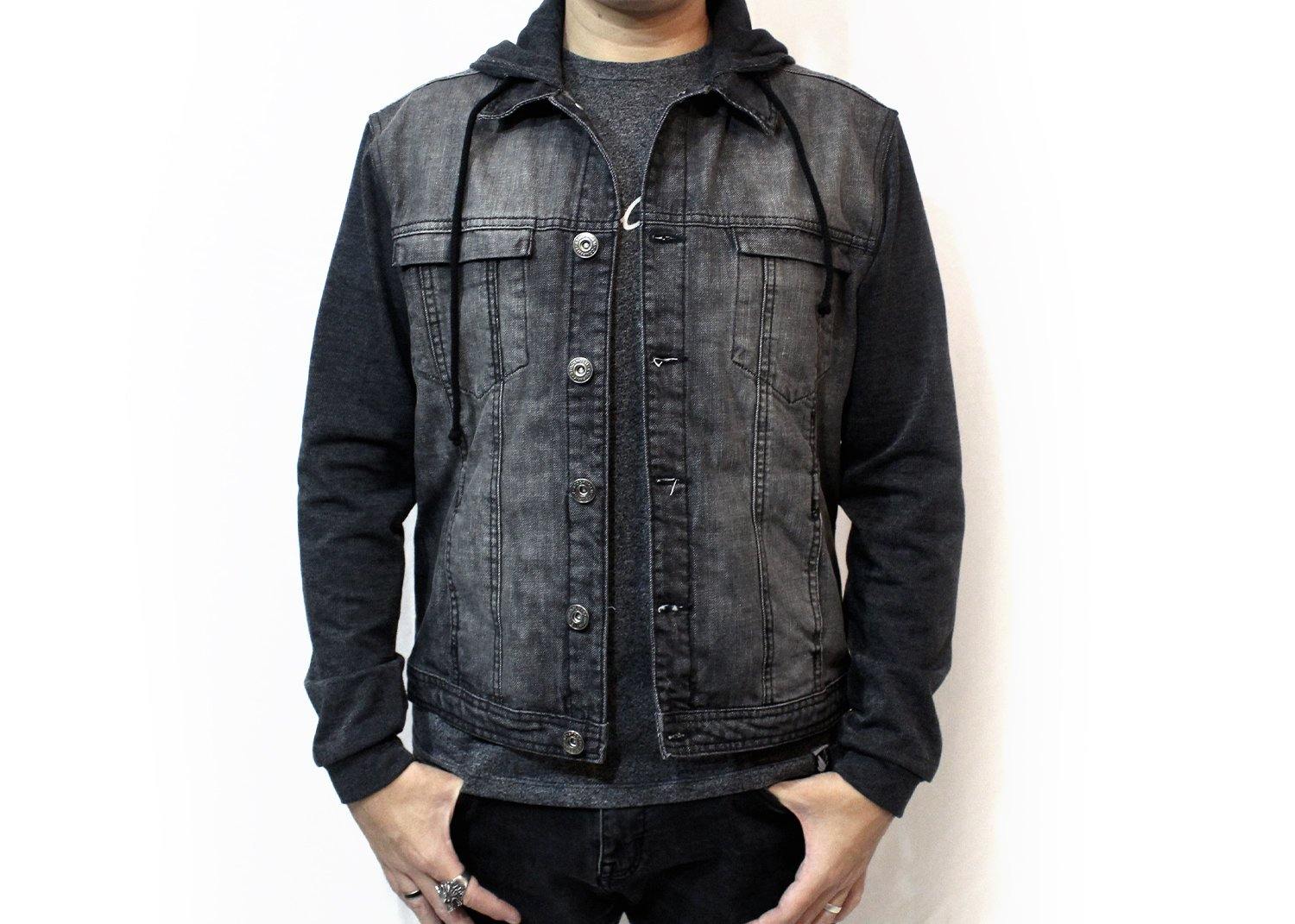 Black terry Hooded Chamarra de mezclilla Slim fit (Edición limitada) Denim jacket | chamarra | hombre, stkm originals, sudadera | Stockholm Company