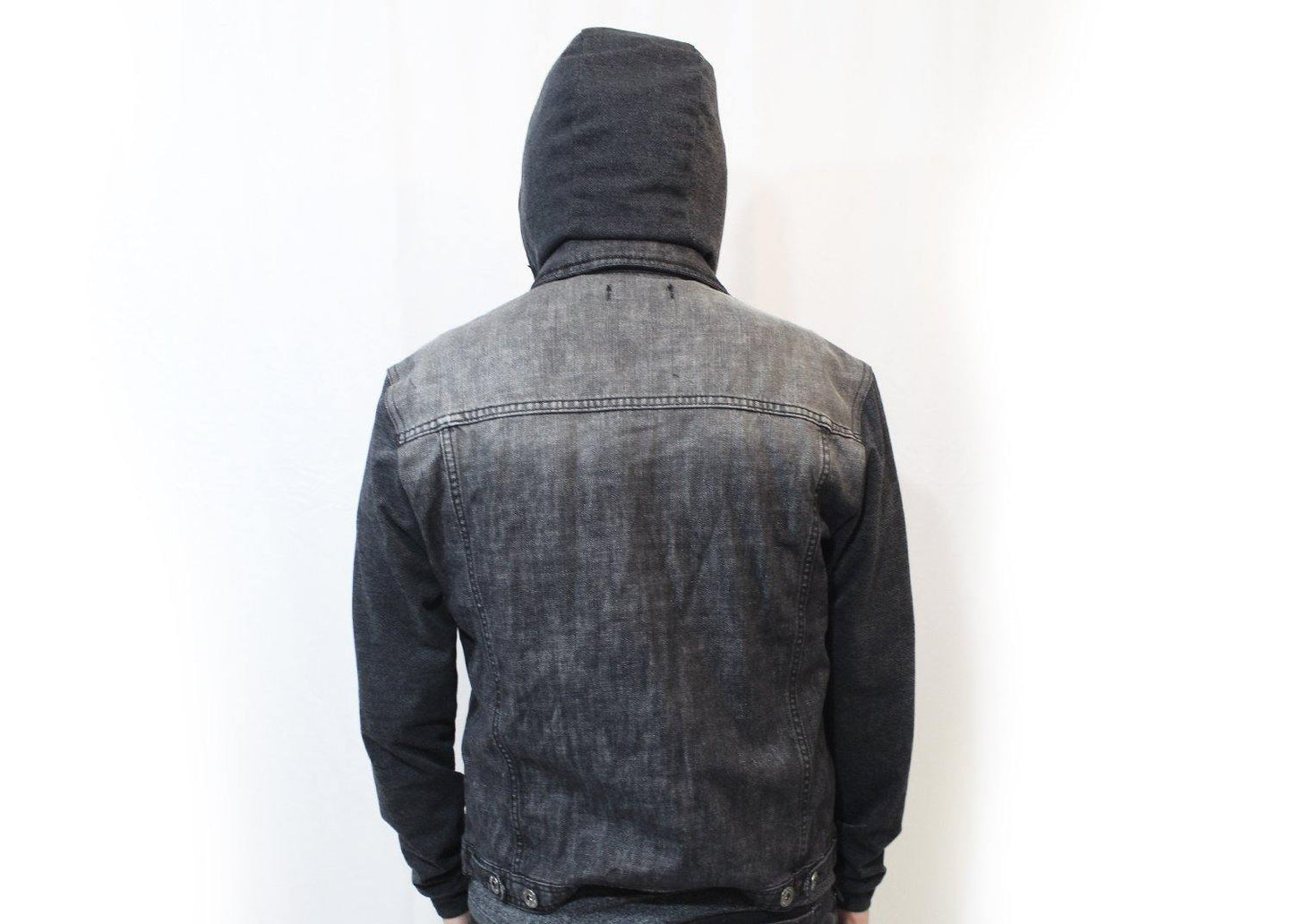 Black terry Hooded Chamarra de mezclilla Slim fit (Edición limitada) Denim jacket - Stockholm Co. - chamarra - hombre, stkm originals, sudadera
